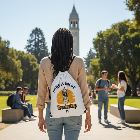 "Home Is Where Berkeley Is" Drawstring Bag